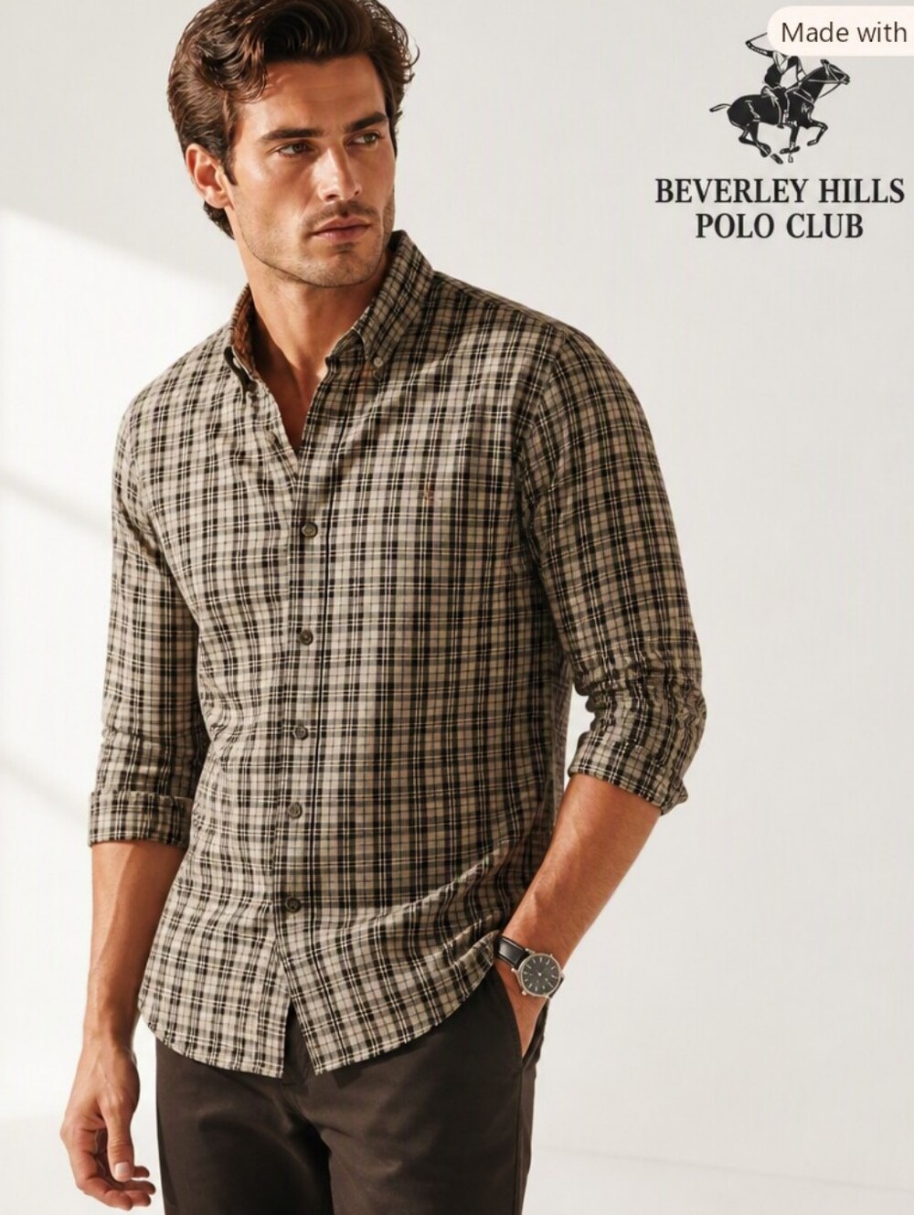 Beverley Hills Polo Club Men’s Casual Shirt – Classic Style & Comfort Size Med